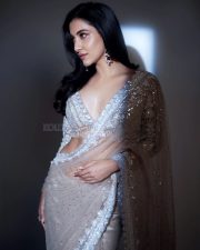 Bengali Bombshell Rukmini Maitra in a Silver Sequenced Saree Photos 03