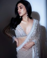 Bengali Bombshell Rukmini Maitra in a Silver Sequenced Saree Photos 04
