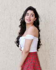 Hot Aarti Chhikara in a White Off Shoulder Lace Up Crop Top with a Red Green and White Mini Skirt Photos 01