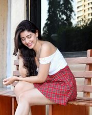 Hot Aarti Chhikara in a White Off Shoulder Lace Up Crop Top with a Red Green and White Mini Skirt Photos 05