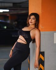 Paap Culture Actress Mrinmai Kolwalkar in a Black Two Piece Spaghetti Strap Crop Top and High Waisted Pants Photos 07