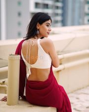 Radiant Actress Aarti Chikara in a Crimson saree and white halter blouse Photos 06 Radiant Actress Aarti Chikara in a Crimson saree and white halter blouse Photos 06