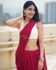 Radiant Actress Aarti Chikara in a Crimson saree and white halter blouse Photos 09 Radiant Actress Aarti Chikara in a Crimson saree and white halter blouse Photos 09