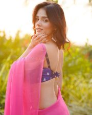 Sexy Nishi Saxena in a Hot Pink Saree with a Royal Blue Sleeveless Embroidered Blouse Photos 06