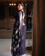 Sophisticated Actress Mrinmai Kolwalkar in a Navy Embroidered Saree Photos 09