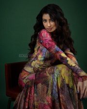 Dhurandhar Actress Sara Arjun in a Vibrant Abstract Floral Printed Maeva Dress Photos 01