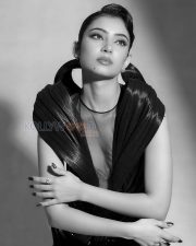 Enigmatic Actress Sara Arjun in a Black Avant Garde Structured Top Photos 05