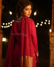 The Perfect Girl Actress Sara Arjun in a Rani Pink Hand Embroidered Sharara Set Photos 03