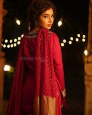 The Perfect Girl Actress Sara Arjun in a Rani Pink Hand Embroidered Sharara Set Photos 03