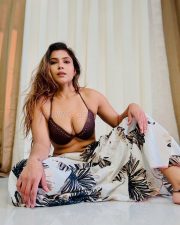 Sensuous Tanya Chaudhari in a Dark Brown Halter Straps Bikini Top with Cleavage Neckline and Long Flowy Off White Printed Maxi Skirt Pictures 04 Sensuous Tanya Chaudhari in a Dark Brown Halter Straps Bikini Top with Cleavage Neckline and Long Flowy Off White Printed Maxi Skirt Pictures 04