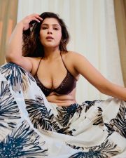 Sensuous Tanya Chaudhari in a Dark Brown Halter Straps Bikini Top with Cleavage Neckline and Long Flowy Off White Printed Maxi Skirt Pictures 05 Sensuous Tanya Chaudhari in a Dark Brown Halter Straps Bikini Top with Cleavage Neckline and Long Flowy Off White Printed Maxi Skirt Pictures 05