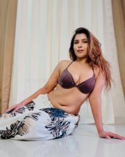 Sensuous Tanya Chaudhari in a Dark Brown Halter Straps Bikini Top with Cleavage Neckline and Long Flowy Off White Printed Maxi Skirt Pictures 06 Sensuous Tanya Chaudhari in a Dark Brown Halter Straps Bikini Top with Cleavage Neckline and Long Flowy Off White Printed Maxi Skirt Pictures 06