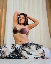 Sensuous Tanya Chaudhari in a Dark Brown Halter Straps Bikini Top with Cleavage Neckline and Long Flowy Off White Printed Maxi Skirt Pictures 07 Sensuous Tanya Chaudhari in a Dark Brown Halter Straps Bikini Top with Cleavage Neckline and Long Flowy Off White Printed Maxi Skirt Pictures 07