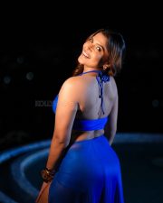 Stunning Tanya Chaudhari in a Two Piece Bright Blue Bikini Halter Neck Top with a Deep Cleavage and High Cut Bikini Bottom and a Sarong Photos 07