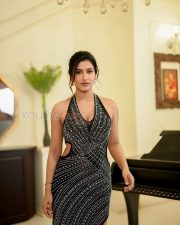Breathtaking Actress Vishnu Priya Bhimeneni in a Black Rhinestone Halter Gown Photos 05