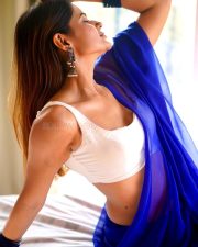 Enchanting Actress Anamica Kadamb in a Blue Saree Photos 07