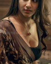 Hypnotic Vishnupriya Bhimeneni Cleavage in a Brown Floral Sheer Saree Photos 02