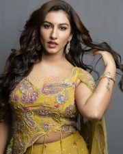 Vibrant Actress Vishnupriya in a Mustard Embroidered Lehenga Blouse Photos 01