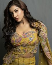 Vibrant Actress Vishnupriya in a Mustard Embroidered Lehenga Blouse Photos 05