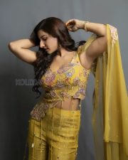 Vibrant Actress Vishnupriya in a Mustard Embroidered Lehenga Blouse Photos 06