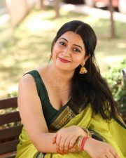Actress Kanduri Sri Ranga Sudha in a Traditional Lime Green Silk Saree with a Sleeveless Blouse Photos 10