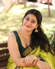 Actress Kanduri Sri Ranga Sudha in a Traditional Lime Green Silk Saree with a Sleeveless Blouse Photos 10
