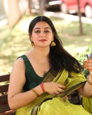 Actress Kanduri Sri Ranga Sudha in a Traditional Lime Green Silk Saree with a Sleeveless Blouse Photos 12