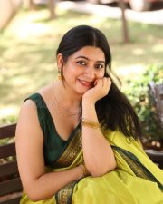 Actress Kanduri Sri Ranga Sudha in a Traditional Lime Green Silk Saree with a Sleeveless Blouse Photos 13