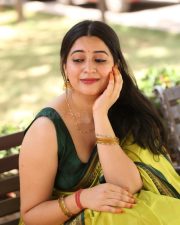 Actress Kanduri Sri Ranga Sudha in a Traditional Lime Green Silk Saree with a Sleeveless Blouse Photos 14