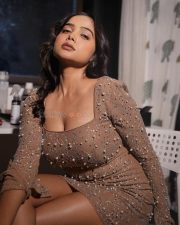 Alluring Actress Manisha Rani in a Beige Pearl Mini Dress Photos 03