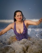 Bigg Boss Contestant Aditi Mistry in a Purple Mermaid Scale Printed One Piece Swimsuit Hot Photos 03 Bigg Boss Contestant Aditi Mistry in a Purple Mermaid Scale Printed One Piece Swimsuit Hot Photos 03