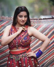 Captivating Actress Deepika Singh Goyal in a Burgundy and Navy Geometric Embroidered Vest Photos 03