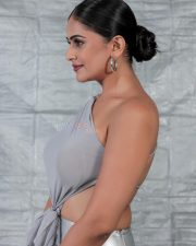 Dare to Sleep Actress Vaidikaa Senjaliya in a Grey One Shoulder Draped Top with a Metallic Ruched Skirt Pictures 01