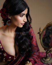 Dazzling Actress Nikita Tiwari in a Purple Satin Evening Gown Photos 02