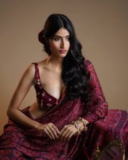 Dazzling Actress Nikita Tiwari in a Purple Satin Evening Gown Photos 05