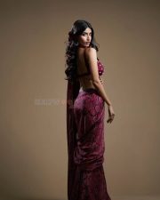 Dazzling Actress Nikita Tiwari in a Purple Satin Evening Gown Photos 08