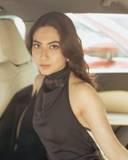 Desirable Reem Sameer Shaikh in a Black High Neck Sleeveless Halter Mini Dress Pictures 03