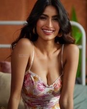 Magnetic Nikita Tiwari in a White Floral Printed Dress with a Bustier Neckline Photos 02