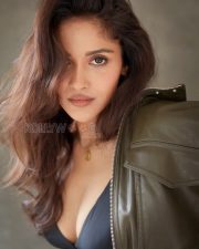 Seductive Sushrii Mishraa Cleavage in a Grey Plunge Top Olive Jacket Photos 01