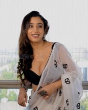 Alluring Kheyali Nath Cleavage in a White Saree with Black Blouse Photos 04