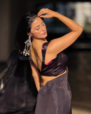 Enigmatic Actress Bhaweeka Chaudhary in a Dark Maroon Metallic Saree Photos 09