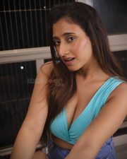 Mesmerizing Actress Kheyali Nath in a Blue Ribbed V Neck Crop Top Photos 02