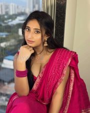 Sensual Kheyali Nath Cleavage in a Deep Pink Saree Photos 01