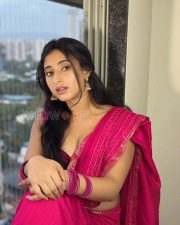 Sensual Kheyali Nath Cleavage in a Deep Pink Saree Photos 06