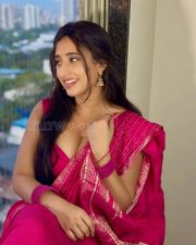Sensual Kheyali Nath Cleavage in a Deep Pink Saree Photos 07