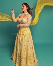 Sparkling Actress Ashnoor Kaur in a Yellow Lehenga Photos 03
