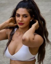 Sultry Manmeet Kaur Cleavage in a White Bikini Top Photos 01