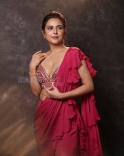 Dazzling Madhurima Tuli Cleavage in a Pink Ruffle Saree with Embellished Blouse Photos 03 Dazzling Madhurima Tuli Cleavage in a Pink Ruffle Saree with Embellished Blouse Photos 03