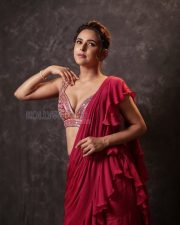 Dazzling Madhurima Tuli Cleavage in a Pink Ruffle Saree with Embellished Blouse Photos 05 Dazzling Madhurima Tuli Cleavage in a Pink Ruffle Saree with Embellished Blouse Photos 05