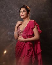 Dazzling Madhurima Tuli Cleavage in a Pink Ruffle Saree with Embellished Blouse Photos 06 Dazzling Madhurima Tuli Cleavage in a Pink Ruffle Saree with Embellished Blouse Photos 06